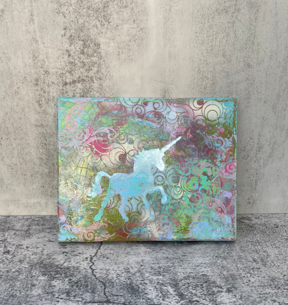 Ethereal – Unicorn art – Modern expressive fun – Original painting, acrylic and spray paint
