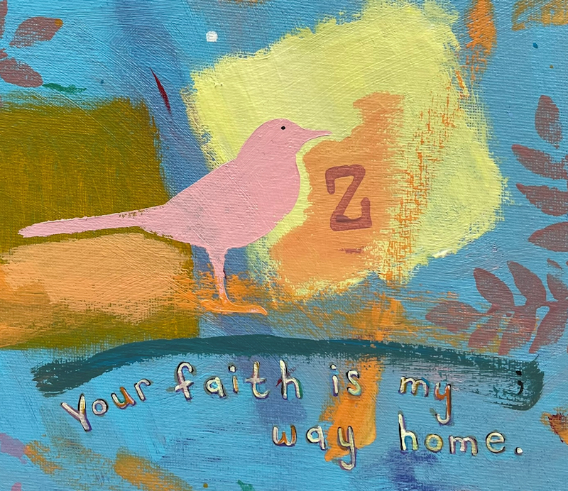 My Home - modern art bird painting faith