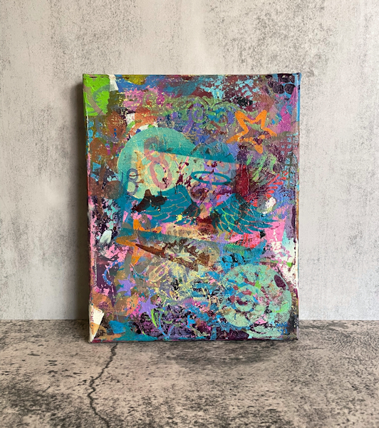 It’s All True – Expressive modern art painting, colorful brut outsider style painting – acrylic and spray paint