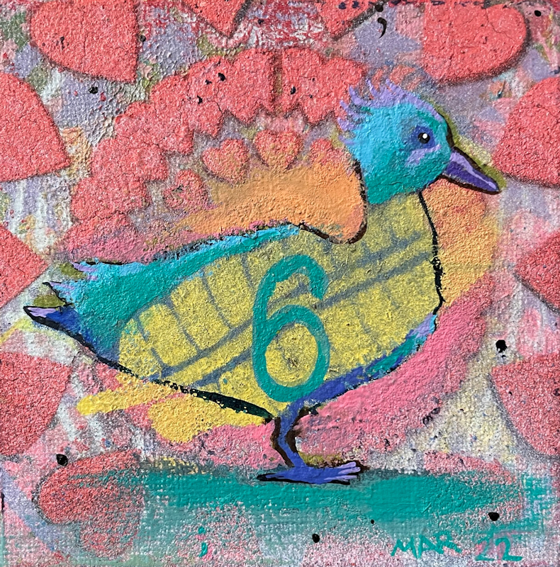 Bird 6 - Odd birds, colorful outsider art, painting on canvas