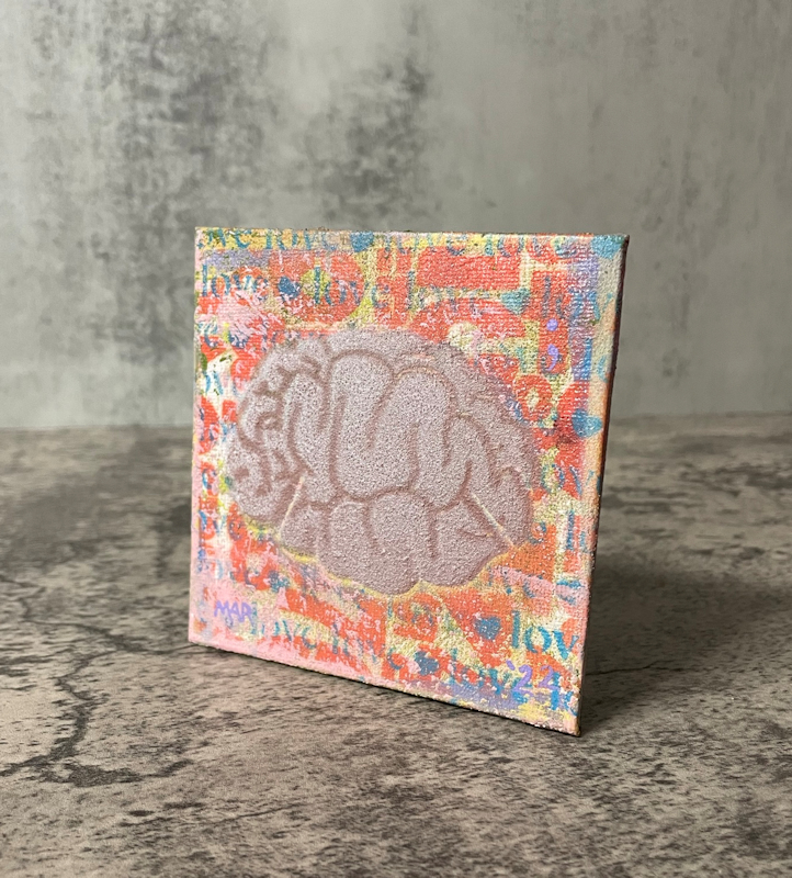 Bubble Gum brain painting from the side