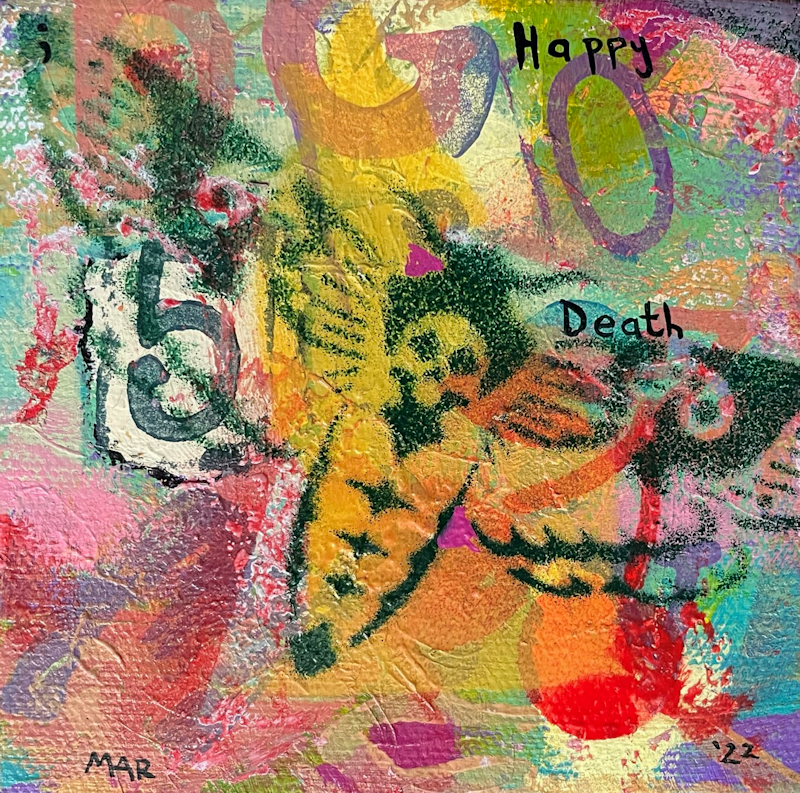 Happy Death Moth 5 - colorful original death's head hawkmoth art