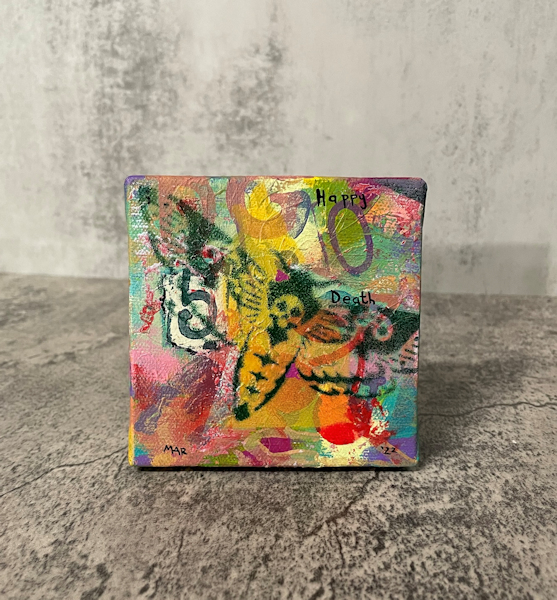 Happy Death Moth #5 – Death’s Head Hawkmoth colorful modern graffiti stencil art on canvas