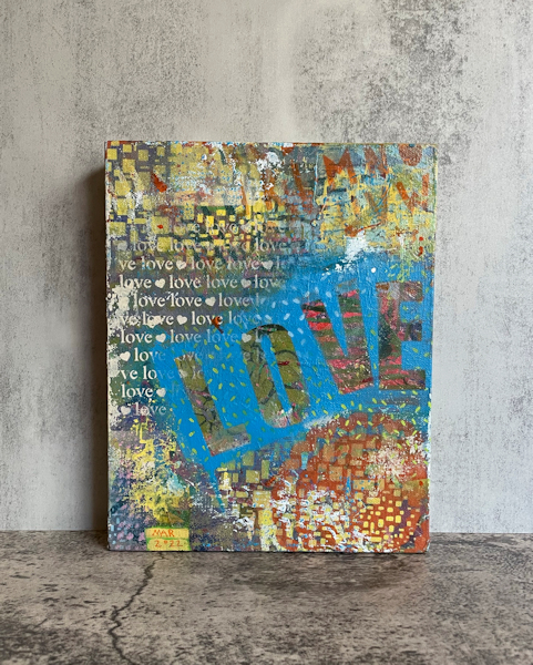 The Word – Fun colorful expressive modern outsider art painting of the word LOVE
